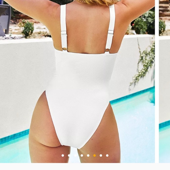 CUPSHE White One piece Womens Bathing suit Medium - Picture 2 of 5